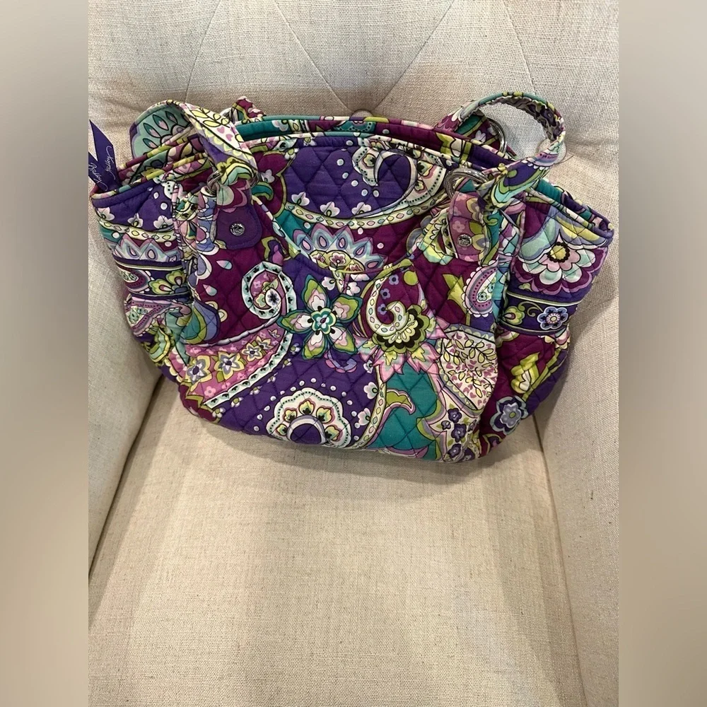 Vera Bradley Glenna Satchel Purse Bag “Heather” Colorful Floral Paisley Pockets